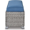 image:imageSignature Design by Ashley Naples Beach Casual Outdoor Bench with Cushion Nuvella Weather Resistant Fabric Light Gray amp BlueBench