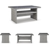 image:imageSignature Design by Ashley Naples Beach Casual Outdoor Bench with Cushion Nuvella Weather Resistant Fabric Light Gray amp BlueMulti Use Table