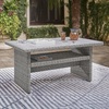 image:imageSignature Design by Ashley Naples Beach Casual Outdoor Bench with Cushion Nuvella Weather Resistant Fabric Light Gray amp BlueMulti Use Table