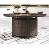 image:imageSignature Design by Ashley Paradise Trail Outdoor Swivel Upholstered Lounge Chair with All Weather Cushion Set of 2 Cleanable Performance Fabric BeigeDark Brown