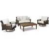 image:imageSignature Design by Ashley Paradise Trail Outdoor Swivel Upholstered Lounge Chair with All Weather Cushion Set of 2 Cleanable Performance Fabric BeigeDark Brown