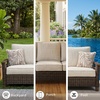 image:imageSignature Design by Ashley Paradise Trail Outdoor Swivel Upholstered Lounge Chair with All Weather Cushion Set of 2 Cleanable Performance Fabric BeigeDark Brown