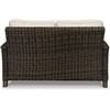 image:imageSignature Design by Ashley Paradise Trail Outdoor Swivel Upholstered Lounge Chair with All Weather Cushion Set of 2 Cleanable Performance Fabric BeigeDark Brown