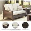 image:imageSignature Design by Ashley Paradise Trail Outdoor Swivel Upholstered Lounge Chair with All Weather Cushion Set of 2 Cleanable Performance Fabric BeigeDark Brown
