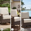image:imageSignature Design by Ashley Paradise Trail Outdoor Swivel Upholstered Lounge Chair with All Weather Cushion Set of 2 Cleanable Performance Fabric BeigeDark Brown