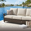 image:imageSignature Design by Ashley Paradise Trail Outdoor Swivel Upholstered Lounge Chair with All Weather Cushion Set of 2 Cleanable Performance Fabric BeigeDark Brown