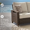 image:imageSignature Design by Ashley Paradise Trail Outdoor Swivel Upholstered Lounge Chair with All Weather Cushion Set of 2 Cleanable Performance Fabric BeigeDark Brown