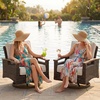 image:imageSignature Design by Ashley Paradise Trail Outdoor Swivel Upholstered Lounge Chair with All Weather Cushion Set of 2 Cleanable Performance Fabric BeigeDark Brown