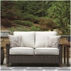 image:imageSignature Design by Ashley Paradise Trail Outdoor Swivel Upholstered Lounge Chair with All Weather Cushion Set of 2 Cleanable Performance Fabric BeigeDark Brown