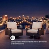 image:imageSignature Design by Ashley Paradise Trail Outdoor Swivel Upholstered Lounge Chair with All Weather Cushion Set of 2 Cleanable Performance Fabric BeigeDark Brown