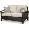 image:imageSignature Design by Ashley Paradise Trail Outdoor Swivel Upholstered Lounge Chair with All Weather Cushion Set of 2 Cleanable Performance Fabric BeigeDark Brown