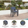image:imageSignature Design by Ashley Point Bonita Set of 4 Outdoor Chairs with Padded Sling Seat Stackable Aluminum Lounge Chairs for Patio and Porch Seating Gray Frame with Blue Sling