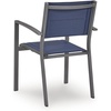 image:imageSignature Design by Ashley Point Bonita Set of 4 Outdoor Chairs with Padded Sling Seat Stackable Aluminum Lounge Chairs for Patio and Porch Seating Gray Frame with Blue Sling