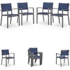 image:imageSignature Design by Ashley Point Bonita Set of 4 Outdoor Chairs with Padded Sling Seat Stackable Aluminum Lounge Chairs for Patio and Porch Seating Gray Frame with Blue Sling