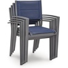 image:imageSignature Design by Ashley Point Bonita Set of 4 Outdoor Chairs with Padded Sling Seat Stackable Aluminum Lounge Chairs for Patio and Porch Seating Gray Frame with Blue Sling