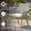 image:imageSignature Design by Ashley Seton Creek Casual Nuvella Weather Resistant Fabric Resin Wicker Swivel Outdoor Bar Height Bar Stool with Cushion Footrest and Armrest Set of 2 Beige amp Light GrayOutdoor Armless Chair