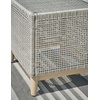 image:imageSignature Design by Ashley Seton Creek Casual Nuvella Weather Resistant Fabric Resin Wicker Swivel Outdoor Bar Height Bar Stool with Cushion Footrest and Armrest Set of 2 Beige amp Light GrayOutdoor End Table