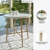 image:imageSignature Design by Ashley Seton Creek Casual Nuvella Weather Resistant Fabric Resin Wicker Swivel Outdoor Bar Height Bar Stool with Cushion Footrest and Armrest Set of 2 Beige amp Light GrayOutdoor Bar Table