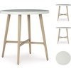 image:imageSignature Design by Ashley Seton Creek Casual Nuvella Weather Resistant Fabric Resin Wicker Swivel Outdoor Bar Height Bar Stool with Cushion Footrest and Armrest Set of 2 Beige amp Light GrayOutdoor Bar Table