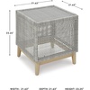 image:imageSignature Design by Ashley Seton Creek Casual Nuvella Weather Resistant Fabric Resin Wicker Swivel Outdoor Bar Height Bar Stool with Cushion Footrest and Armrest Set of 2 Beige amp Light GrayOutdoor End Table