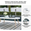 image:imageSignature Design by Ashley Seton Creek Casual Nuvella Weather Resistant Fabric Resin Wicker Swivel Outdoor Bar Height Bar Stool with Cushion Footrest and Armrest Set of 2 Beige amp Light GrayOurtdoor Dining Table