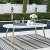 image:imageSignature Design by Ashley Seton Creek Casual Nuvella Weather Resistant Fabric Resin Wicker Swivel Outdoor Bar Height Bar Stool with Cushion Footrest and Armrest Set of 2 Beige amp Light GrayOurtdoor Dining Table