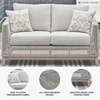 image:imageSignature Design by Ashley Seton Creek Casual Nuvella Weather Resistant Fabric Resin Wicker Swivel Outdoor Bar Height Bar Stool with Cushion Footrest and Armrest Set of 2 Beige amp Light GrayOutdoor Loveseat with Cushion