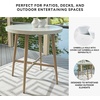 image:imageSignature Design by Ashley Seton Creek Casual Nuvella Weather Resistant Fabric Resin Wicker Swivel Outdoor Bar Height Bar Stool with Cushion Footrest and Armrest Set of 2 Beige amp Light GrayOutdoor Bar Table