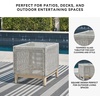 image:imageSignature Design by Ashley Seton Creek Casual Nuvella Weather Resistant Fabric Resin Wicker Swivel Outdoor Bar Height Bar Stool with Cushion Footrest and Armrest Set of 2 Beige amp Light GrayOutdoor End Table