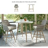 image:imageSignature Design by Ashley Seton Creek Casual Nuvella Weather Resistant Fabric Resin Wicker Swivel Outdoor Bar Height Bar Stool with Cushion Footrest and Armrest Set of 2 Beige amp Light GrayOutdoor Bar Table