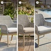 image:imageSignature Design by Ashley Seton Creek Casual Nuvella Weather Resistant Fabric Resin Wicker Swivel Outdoor Bar Height Bar Stool with Cushion Footrest and Armrest Set of 2 Beige amp Light GrayOutdoor Armless Chair