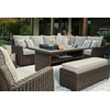 image:imageSignature Design by Ashley Wicker Patio Lounge Chair Brown Deck ArmchairMulti Use Table