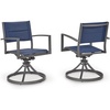 image:imageSignature Design By Ashley Point Bonita Swivel Outdoor Chair 360Degree Motion Aluminum Frame With Padded Sling Seat For Patio Or Porch AllWeather GrayBlue Set of 2