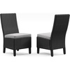 image:imageSignature Design by Ashley Beachcroft Casual Nuvella Weather Resistant Fabric Armless Outdoor Side Chair with Cushion Set of 2 Light Gray amp BlackLight Gray  Black