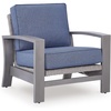image:imageSignature Design by Ashley Dillon Beach Rocking Outdoor Lounge Chair AllWeather Gray Resin Wicker Nuvella Fabric Cushions Aluminum Frame Patio Porch Deck Seating
