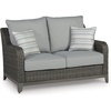 image:imageSignature Design by Ashley Elite Park Outdoor Bench with Foam Cushion Nuvella Weather Resistant Fabric Rust Free Aluminum Frame 54 W x 17 D x 165 H GrayLoveseat