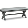 image:imageSignature Design by Ashley Elite Park Outdoor Bench with Foam Cushion Nuvella Weather Resistant Fabric Rust Free Aluminum Frame 54 W x 17 D x 165 H GrayBench