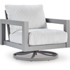 image:imageSignature Design by Ashley Moonlight View Contemporary Nuvella Weather Resistant Fabric Outdoor Chaise Lounge with Zippered Removable Cushions and Throw Pillows Light Gray amp BeigeOutdoor Swivel Chair with Cushion