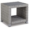 image:imageSignature Design by Ashley Naples Beach Casual Outdoor Bench with Cushion Nuvella Weather Resistant Fabric Light Gray amp BlueEnd Table