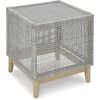 image:imageSignature Design by Ashley Seton Creek Casual Nuvella Weather Resistant Fabric Resin Wicker Swivel Outdoor Bar Height Bar Stool with Cushion Footrest and Armrest Set of 2 Beige amp Light GrayOutdoor End Table