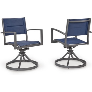image:imageSignature Design By Ashley Point Bonita Swivel Outdoor Chair 360Degree Motion Aluminum Frame With Padded Sling Seat For Patio Or Porch AllWeather GrayBlue Set of 2
