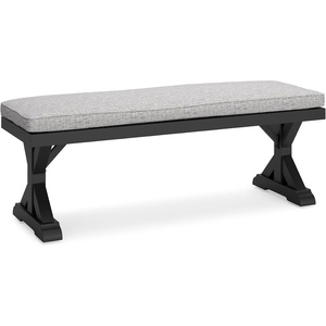 image:imageSignature Design by Ashley Beachcroft Casual Nuvella Weather Resistant Fabric Outdoor Bench with Cushion Light Gray amp BlackBlack