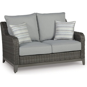 image:imageSignature Design by Ashley Elite Park Outdoor Bench with Foam Cushion Nuvella Weather Resistant Fabric Rust Free Aluminum Frame 54 W x 17 D x 165 H GrayLoveseat
