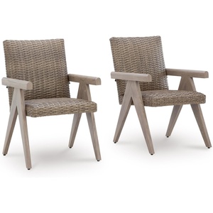 image:imageSignature Design by Ashley Haven Retreat Outdoor Rocking Lounge Chair RustFree Aluminum Frame AllWeather Handwoven Resin Wicker Patio Rocker with QuickDry Cushion BeigeArm Chair Set