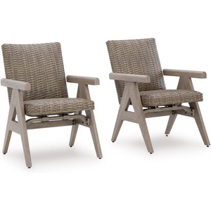 image:imageSignature Design by Ashley Haven Retreat Outdoor Rocking Lounge Chair RustFree Aluminum Frame AllWeather Handwoven Resin Wicker Patio Rocker with QuickDry Cushion BeigeRocking Chair Set