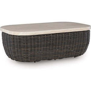 image:imageSignature Design by Ashley Kimora Outdoor Swivel Lounge Chair with CushionKimora Rectangular Cocktail Table