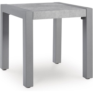 image:imageSignature Design by Ashley Moonlight View Contemporary Nuvella Weather Resistant Fabric Outdoor Chaise Lounge with Zippered Removable Cushions and Throw Pillows Light Gray amp BeigeOutdoor End Table