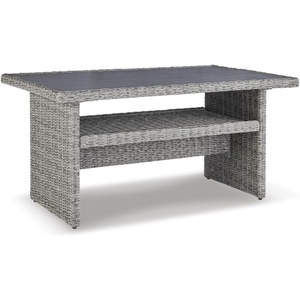 image:imageSignature Design by Ashley Naples Beach Casual Outdoor Bench with Cushion Nuvella Weather Resistant Fabric Light Gray amp BlueMulti Use Table