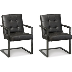 image:imageSignature Design by Ashley Starmore Urban Tufted Faux Leather Home Office Desk Chair Set of 2 Dark Gray