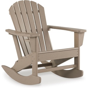 image:imageSignature Design by Ashley Sundown Treasure HDPE Patio Rocking Chair WhiteLight Brown
